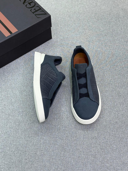 Zegna Crocodile-Panel Triple Stitch Sneakers