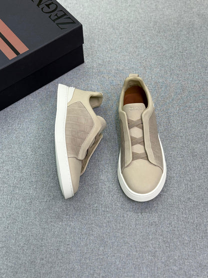 Zegna Crocodile-Panel Triple Stitch Sneakers