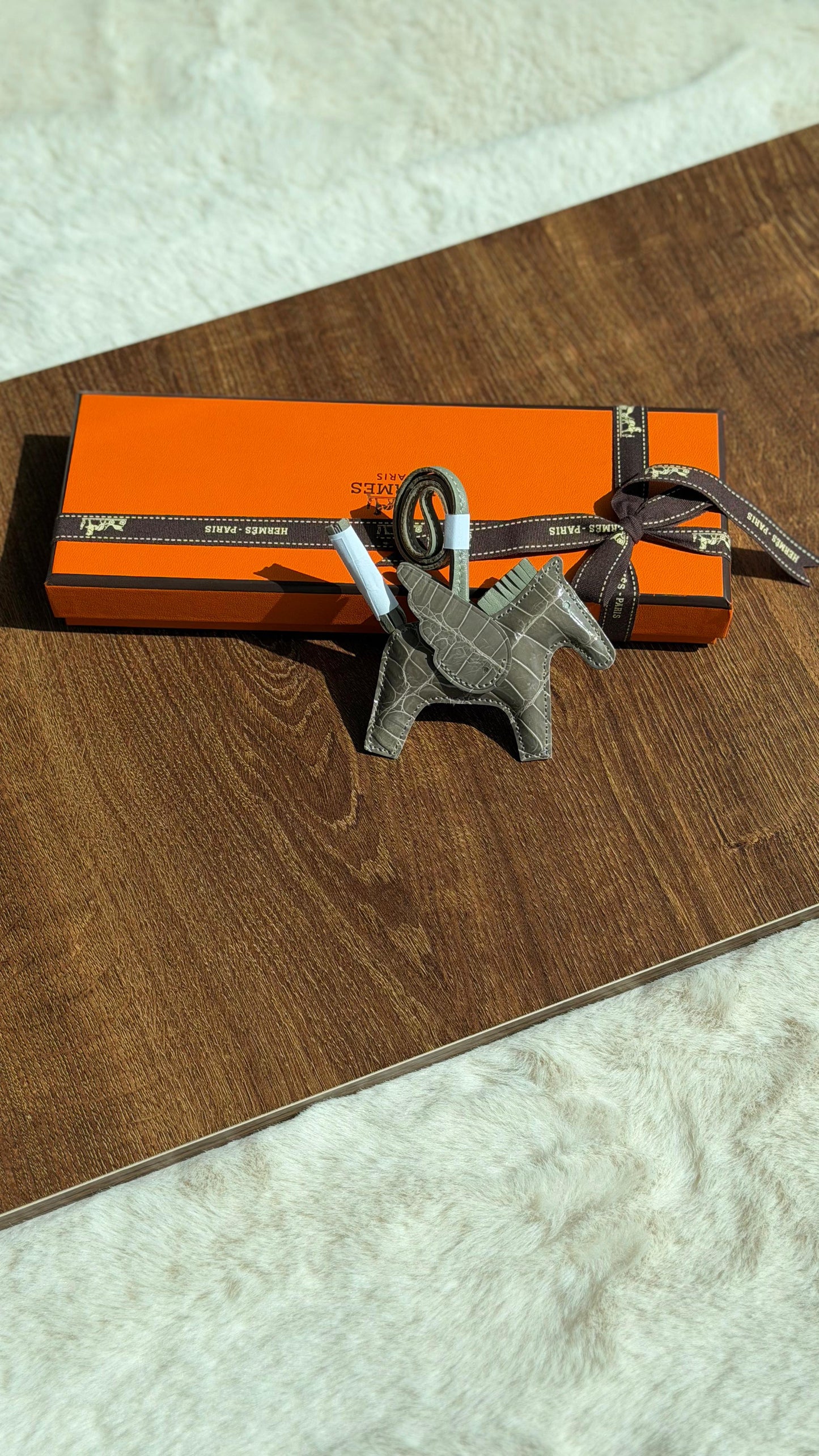 Hermes Rodeo Pegase Crocodile Leather Bag Charm