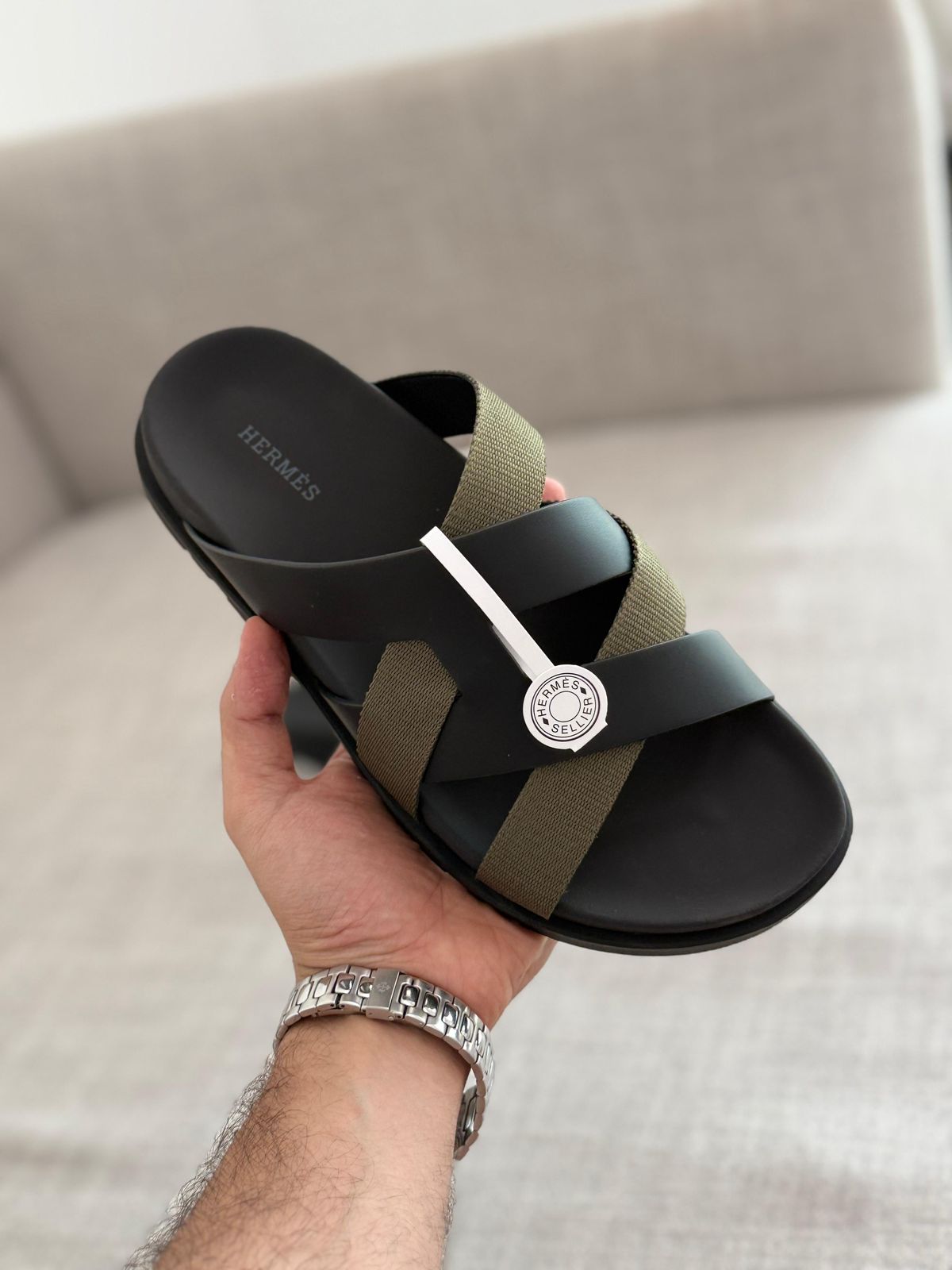 Hermes Kazimir Cross Strap Slide Sandals
