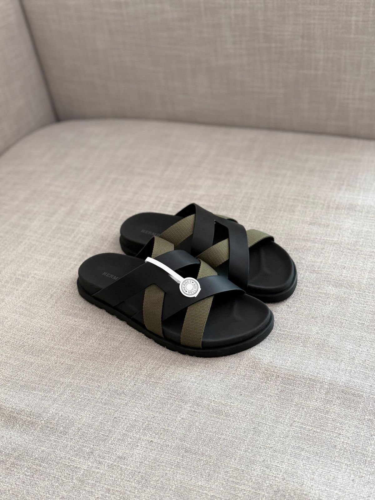 Hermes Kazimir Cross Strap Slide Sandals