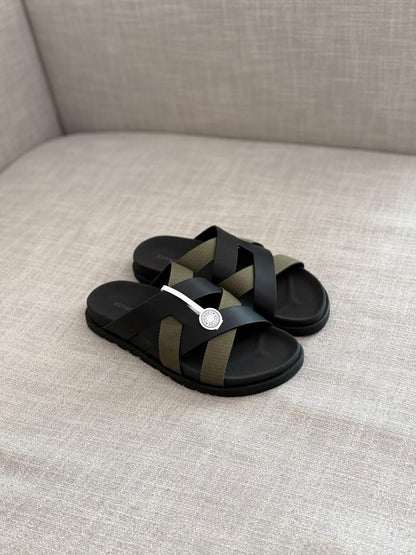 Hermes Kazimir Cross Strap Slide Sandals