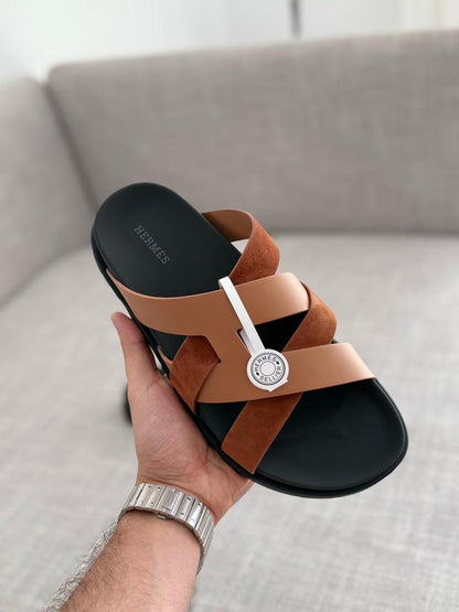 Hermes Kazimir Cross Strap Slide Sandals