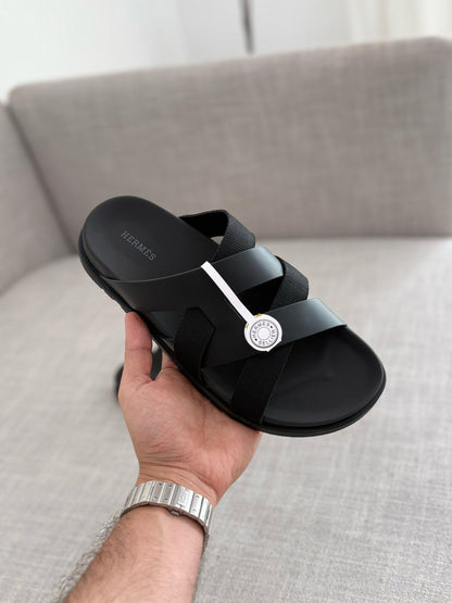 Hermes Kazimir Cross Strap Slide Sandals