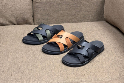 Hermes Kazimir Cross Strap Slide Sandals