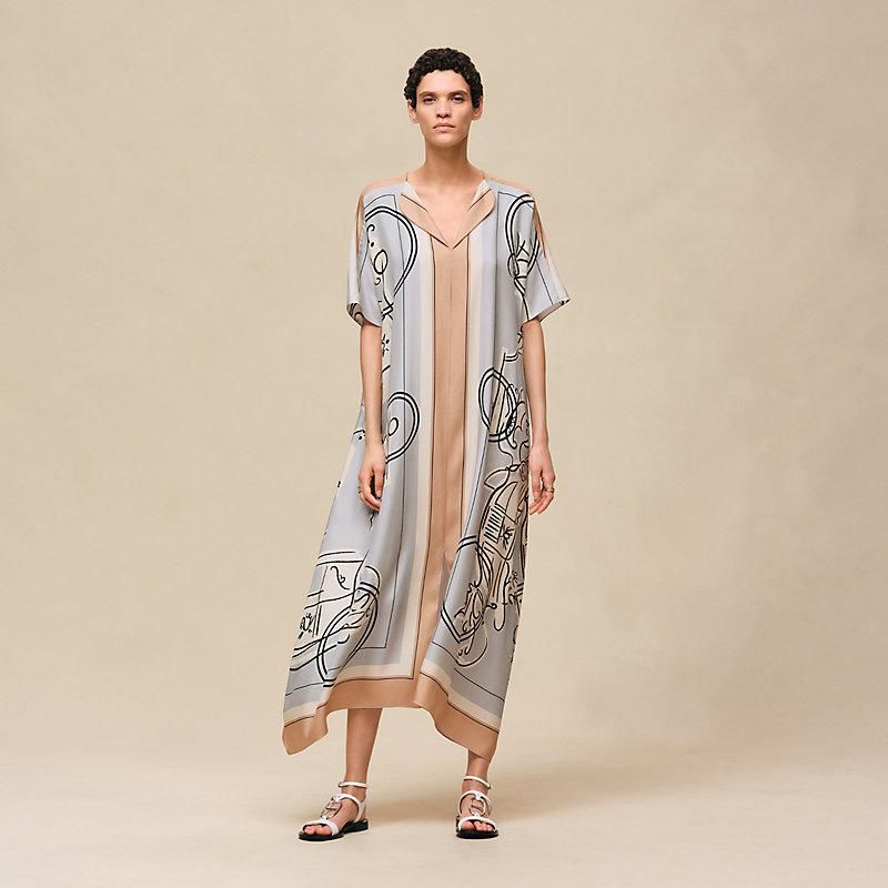 Hermes Women Artistic Print Long Dress – Elegant Maxi Style