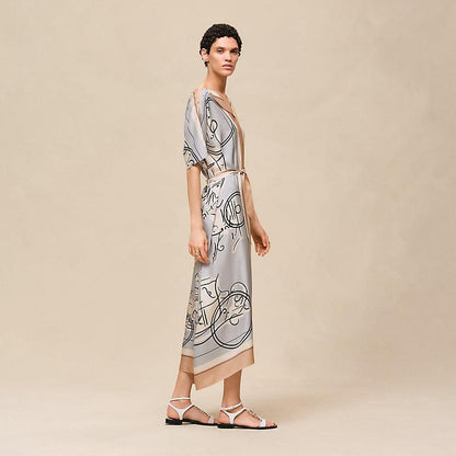 Hermes Women Artistic Print Long Dress – Elegant Maxi Style