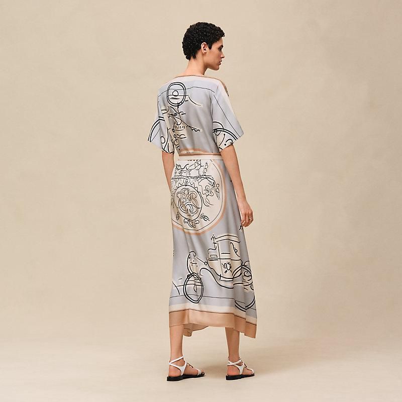 Hermes Women Artistic Print Long Dress – Elegant Maxi Style