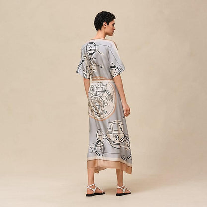 Hermes Women Artistic Print Long Dress – Elegant Maxi Style