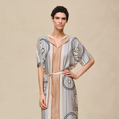 Hermes Women Artistic Print Long Dress – Elegant Maxi Style