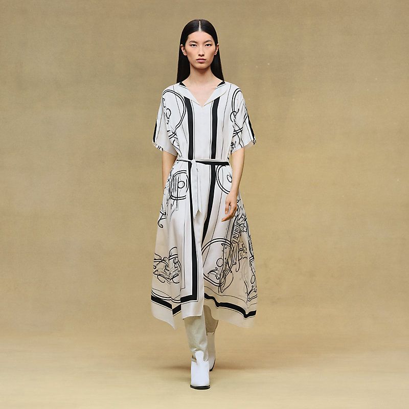Hermes Women Artistic Print Long Dress – Elegant Maxi Style
