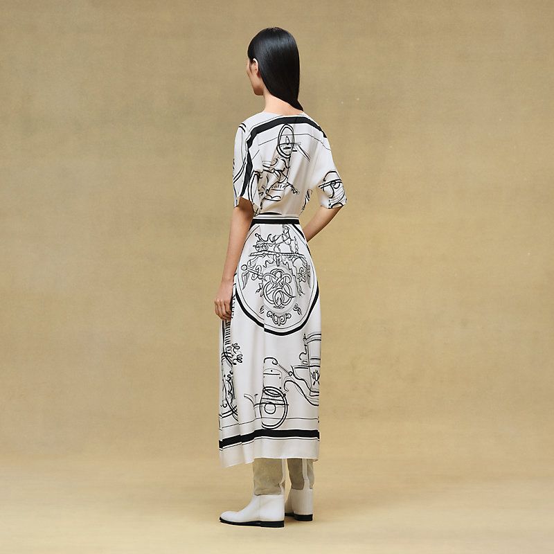 Hermes Women Artistic Print Long Dress – Elegant Maxi Style