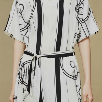 Hermes Women Artistic Print Long Dress – Elegant Maxi Style