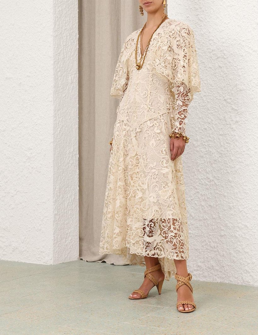 Zimmermann Elegant Floral Lace Long Dress for Women