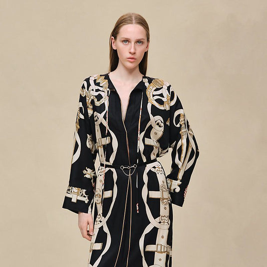 Hermes Women Chain Print Long Dress – Elegant Designer Maxi