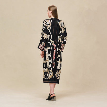 Hermes Women Chain Print Long Dress – Elegant Designer Maxi