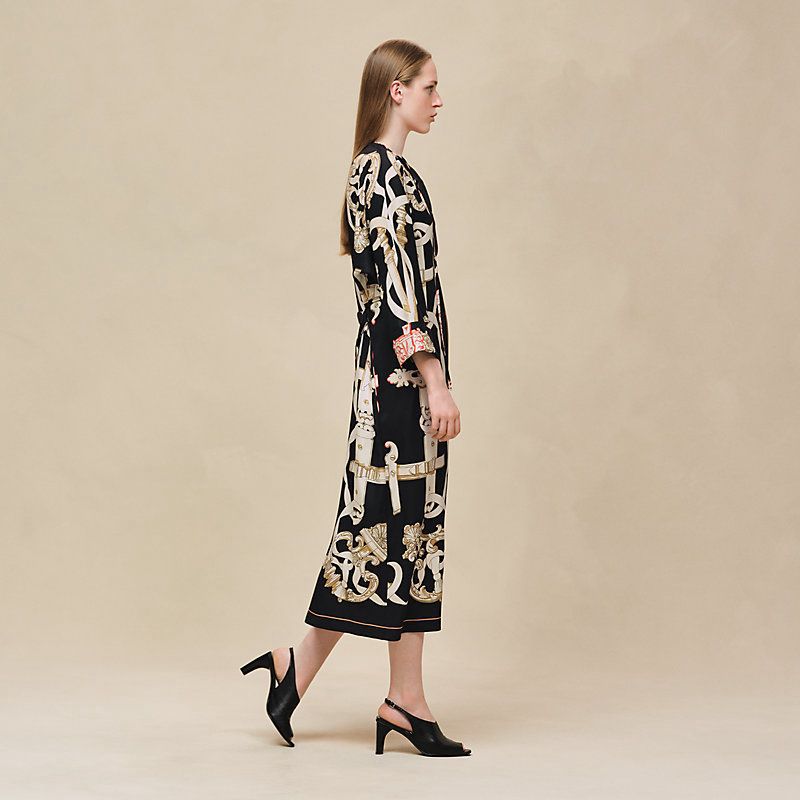 Hermes Women Chain Print Long Dress – Elegant Designer Maxi