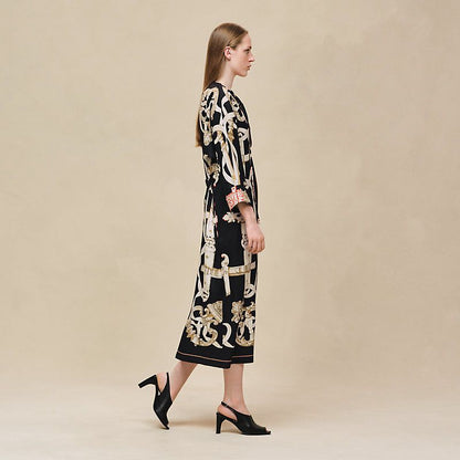 Hermes Women Chain Print Long Dress – Elegant Designer Maxi