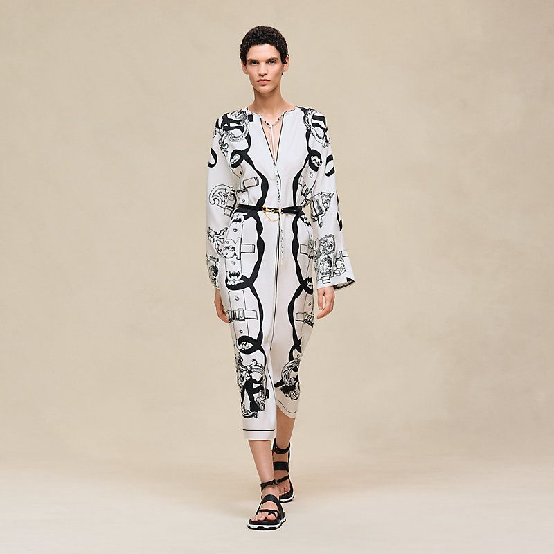 Hermes Women Chain Print Long Dress – Elegant Designer Maxi