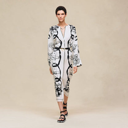 Hermes Women Chain Print Long Dress – Elegant Designer Maxi