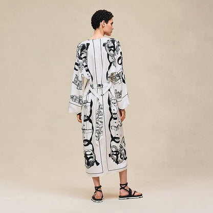 Hermes Women Chain Print Long Dress – Elegant Designer Maxi