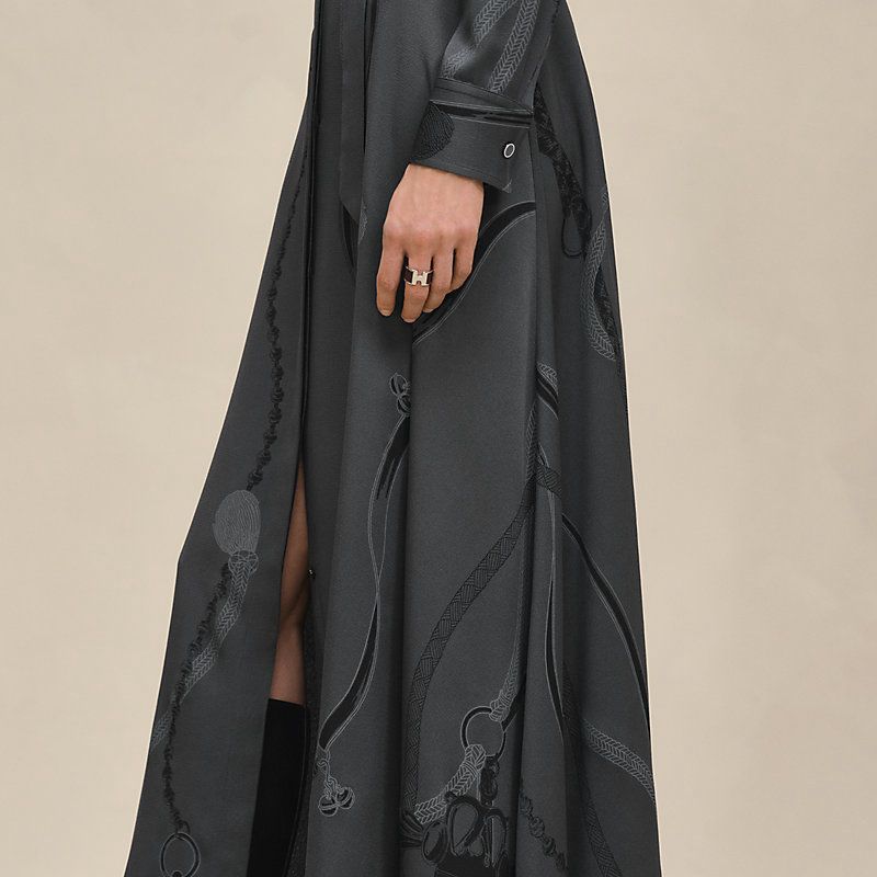 Hermes Elegant Silk Belted Long Dress