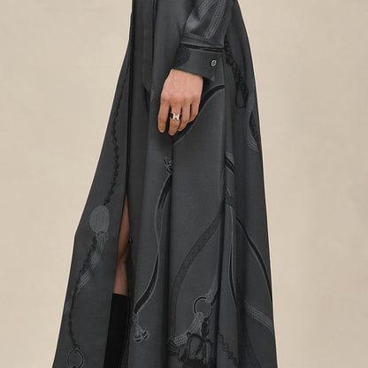 Hermes Elegant Silk Belted Long Dress