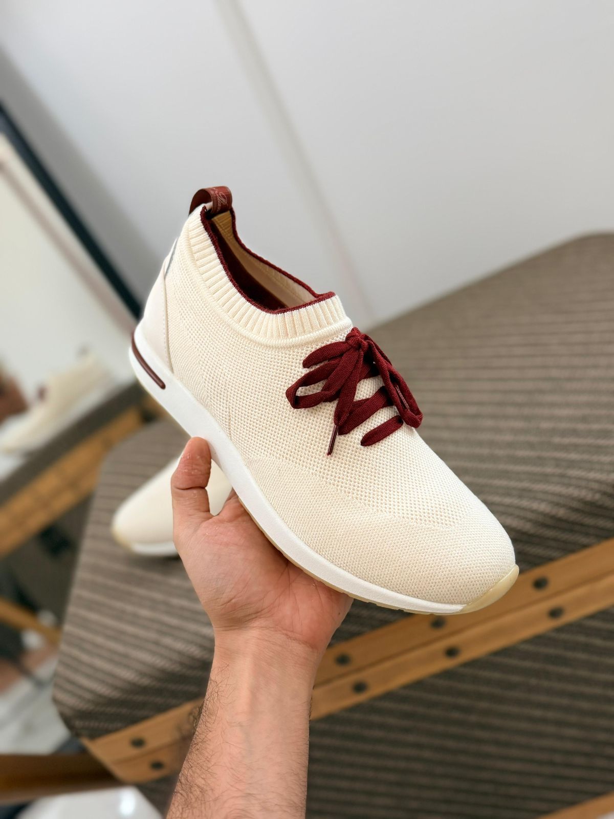 Loro Piana Summer Walk Men’s Knit Lace-Up Sneakers
