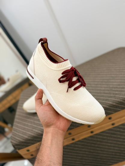 Loro Piana Summer Walk Men’s Knit Lace-Up Sneakers