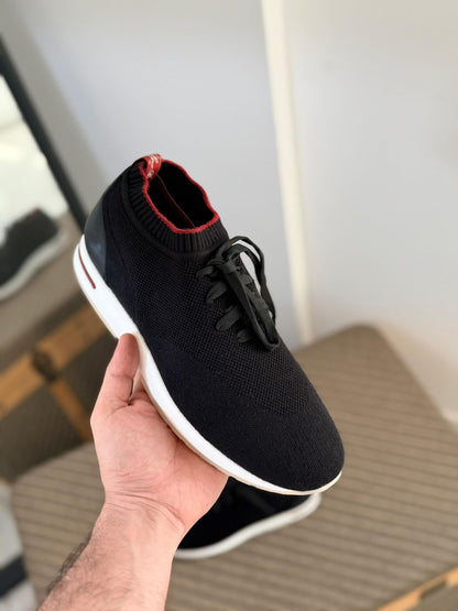 Loro Piana Summer Walk Men’s Knit Lace-Up Sneakers