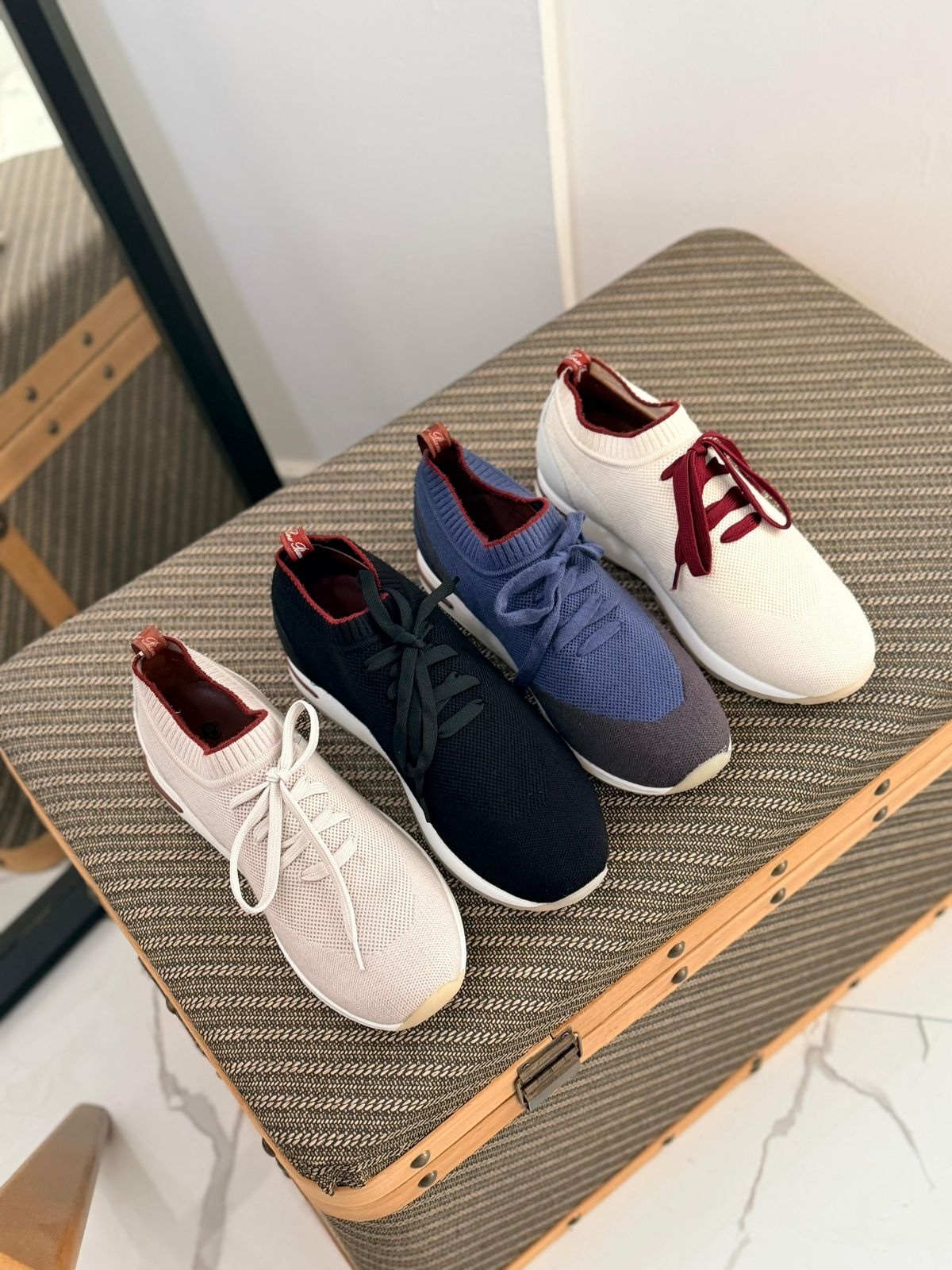 Loro Piana Summer Walk Men’s Knit Lace-Up Sneakers