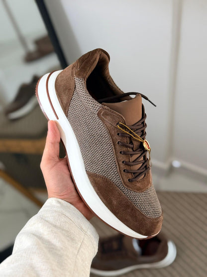 Loro Piana Men’s Knit Suede Luxury Casual Sneakers