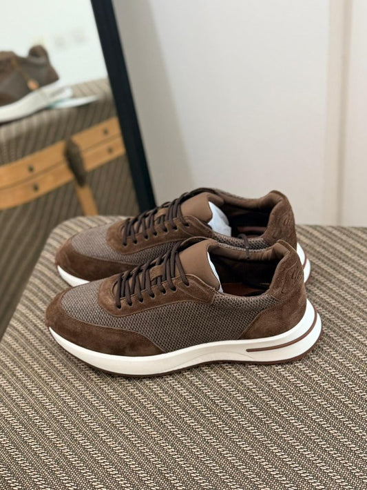 Loro Piana Men’s Knit Suede Luxury Casual Sneakers