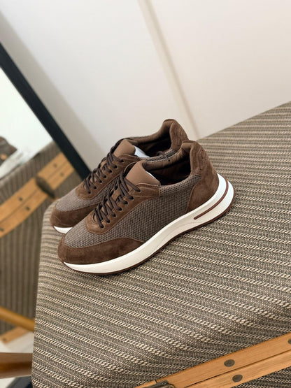 Loro Piana Men’s Knit Suede Luxury Casual Sneakers