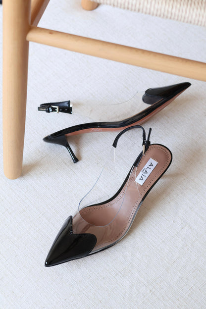 Alaia Transparent Strap Pointed Toe Slingback Stiletto Pumps