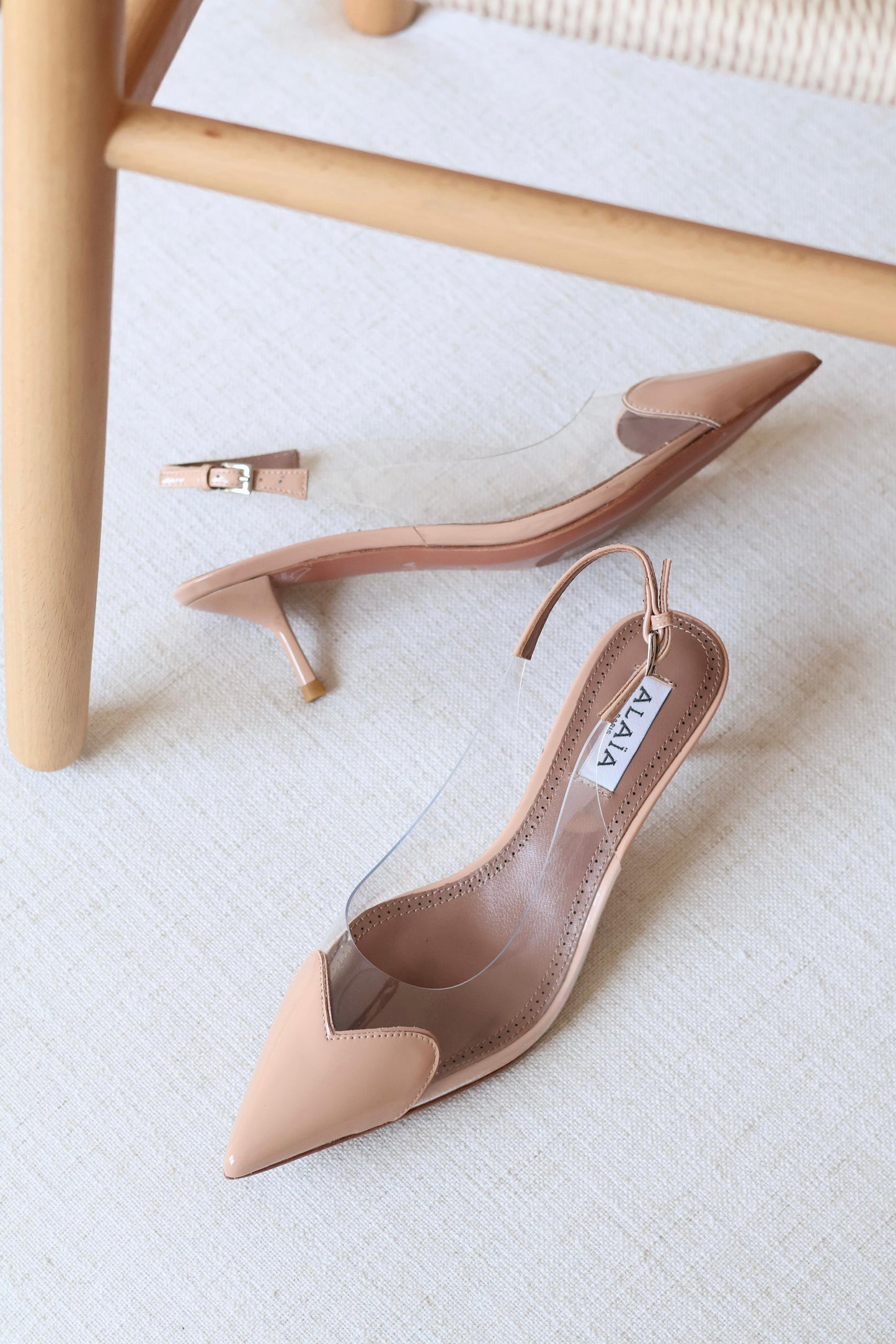 Alaia Transparent Strap Pointed Toe Slingback Stiletto Pumps