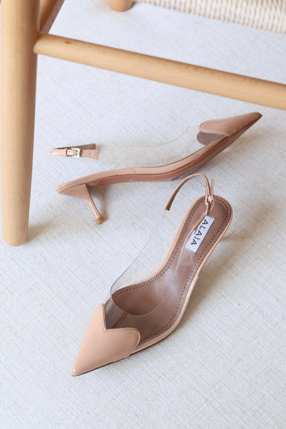 Alaia Transparent Strap Pointed Toe Slingback Stiletto Pumps