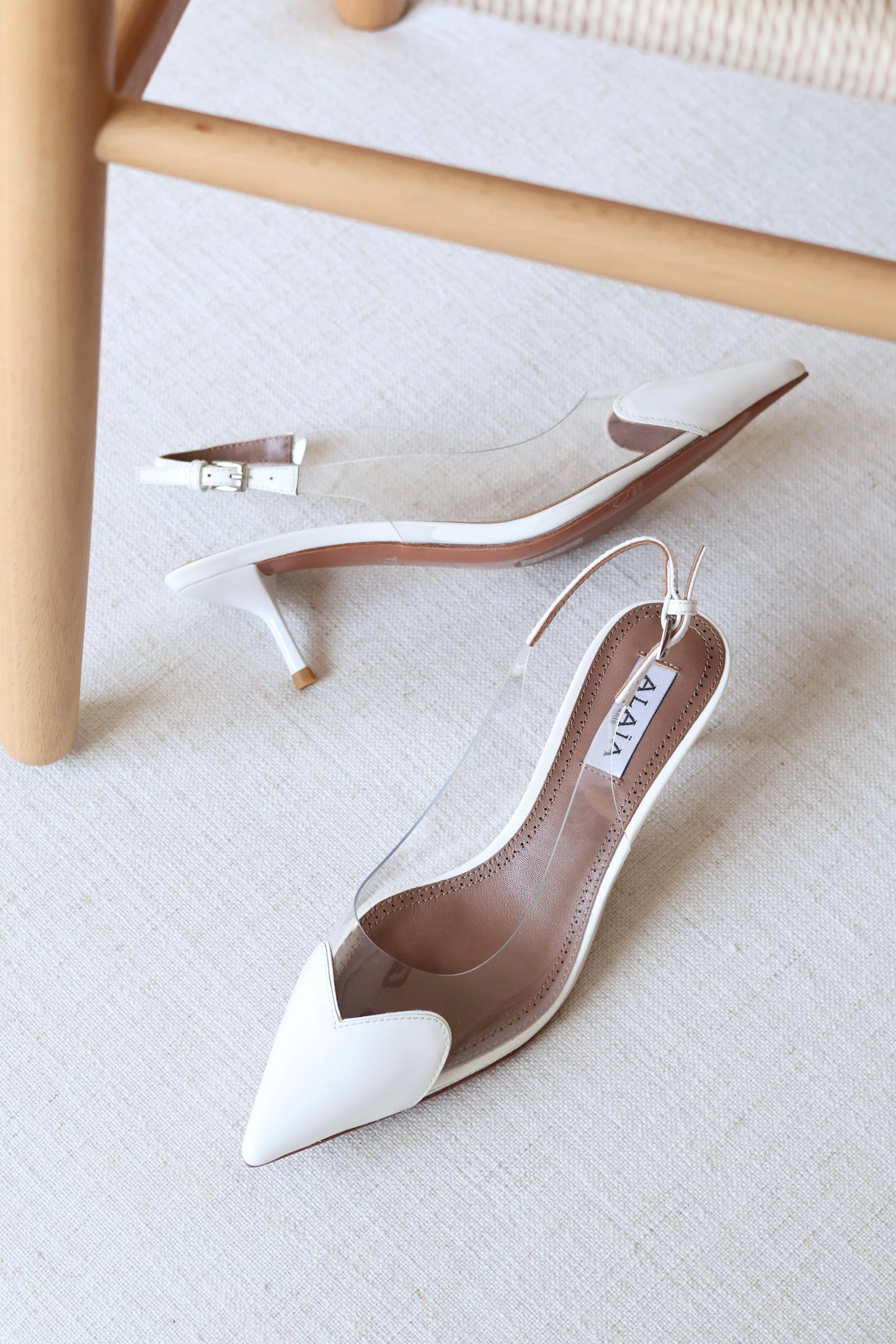 Alaia Transparent Strap Pointed Toe Slingback Stiletto Pumps
