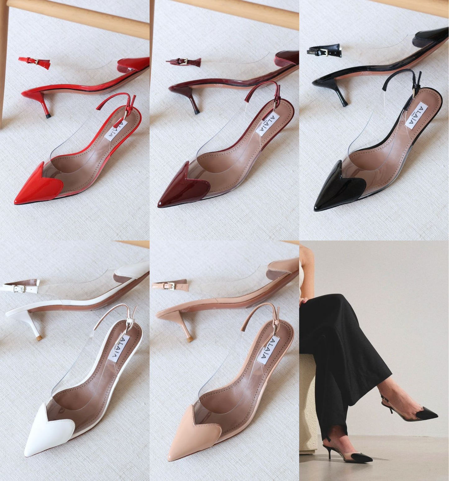 Alaia Transparent Strap Pointed Toe Slingback Stiletto Pumps
