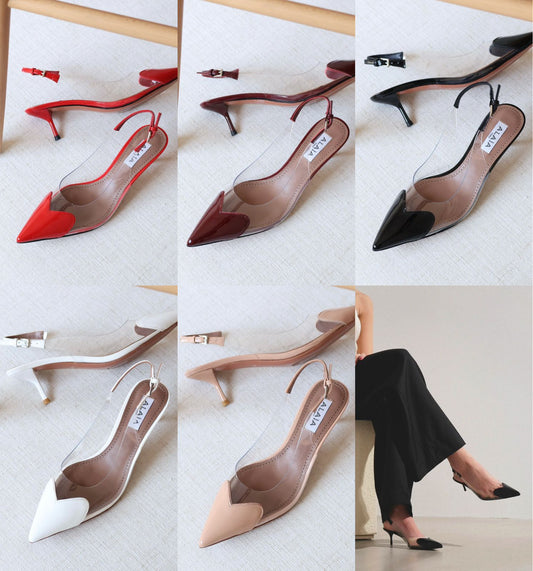 Alaia Transparent Strap Pointed Toe Slingback Stiletto Pumps
