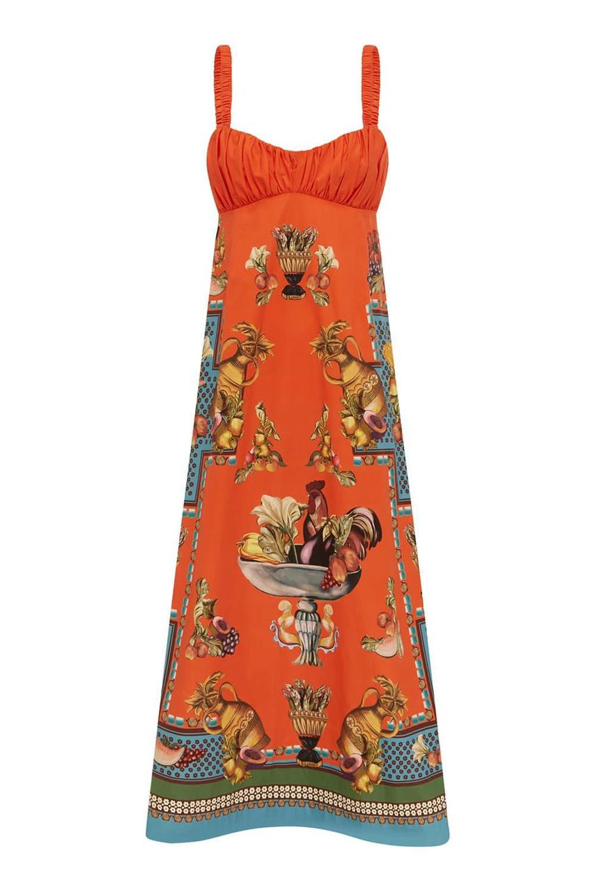 Alemais Harvest Motif Ruched Bodice Midi Dress