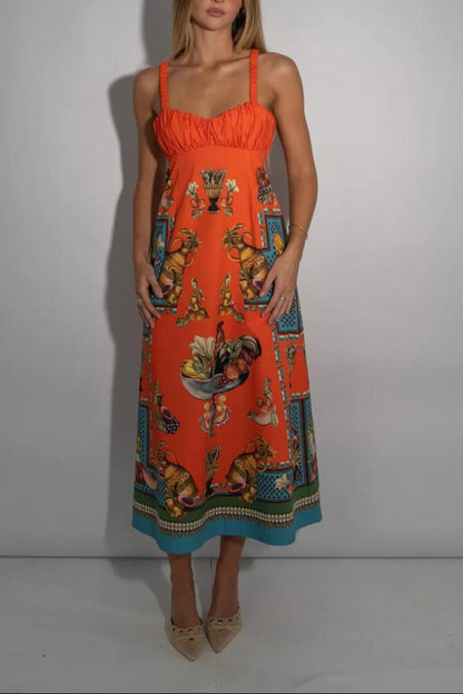 Alemais Harvest Motif Ruched Bodice Midi Dress