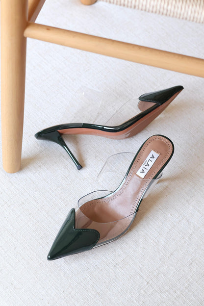 Alaia Transparent Strap Pointed Toe Stiletto Mule Pumps