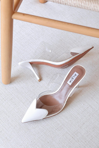 Alaia Transparent Strap Pointed Toe Stiletto Mule Pumps