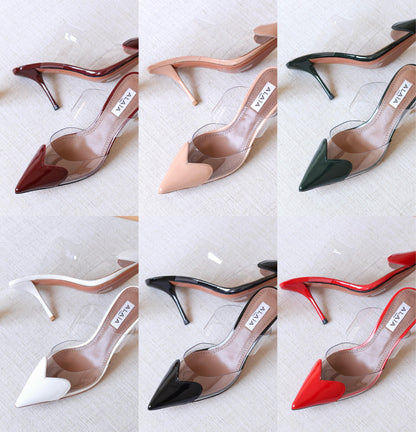 Alaia Transparent Strap Pointed Toe Stiletto Mule Pumps