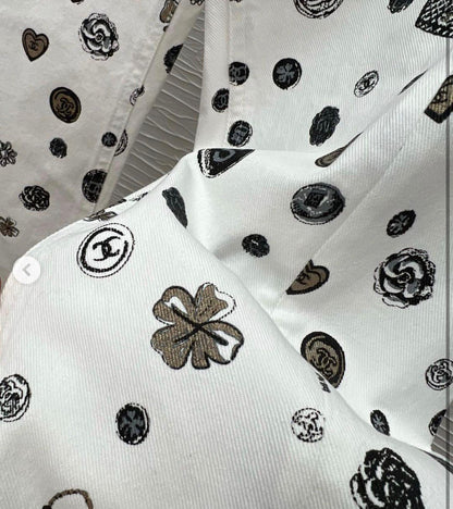 Chanel Icon Print Straight Leg Jeans
