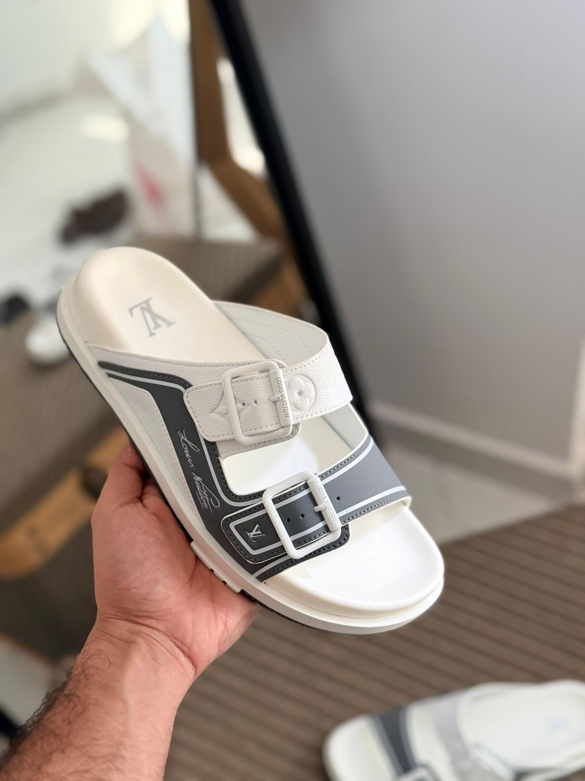 Louis Vuitton Men’s Double Strap Luxury Buckle Sandals