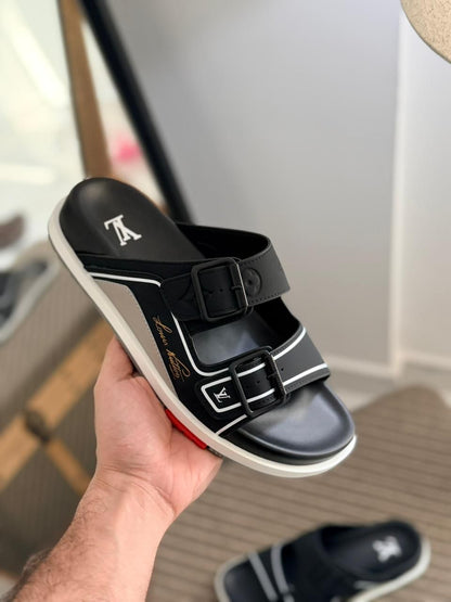 Louis Vuitton Men’s Double Strap Luxury Buckle Sandals