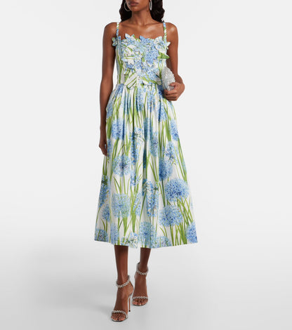 Oscar de la Renta Women Elegant Floral Detail Long Dress