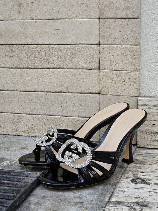 Gucci Interlocking G 85 Crystal-embellished Sandals